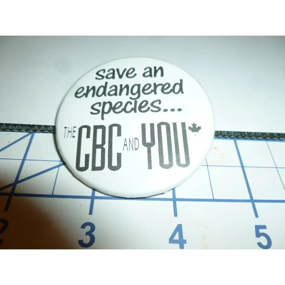 Vintage Save an Endangered Species CBC & You Pinback‎ Button White Black 2.25